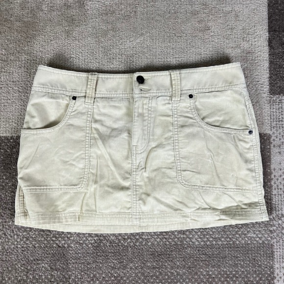 Y2K Abercrombie & Fitch Corduroy Mini Skirt Women's Medium Beige Low Rise - Picture 1 of 6